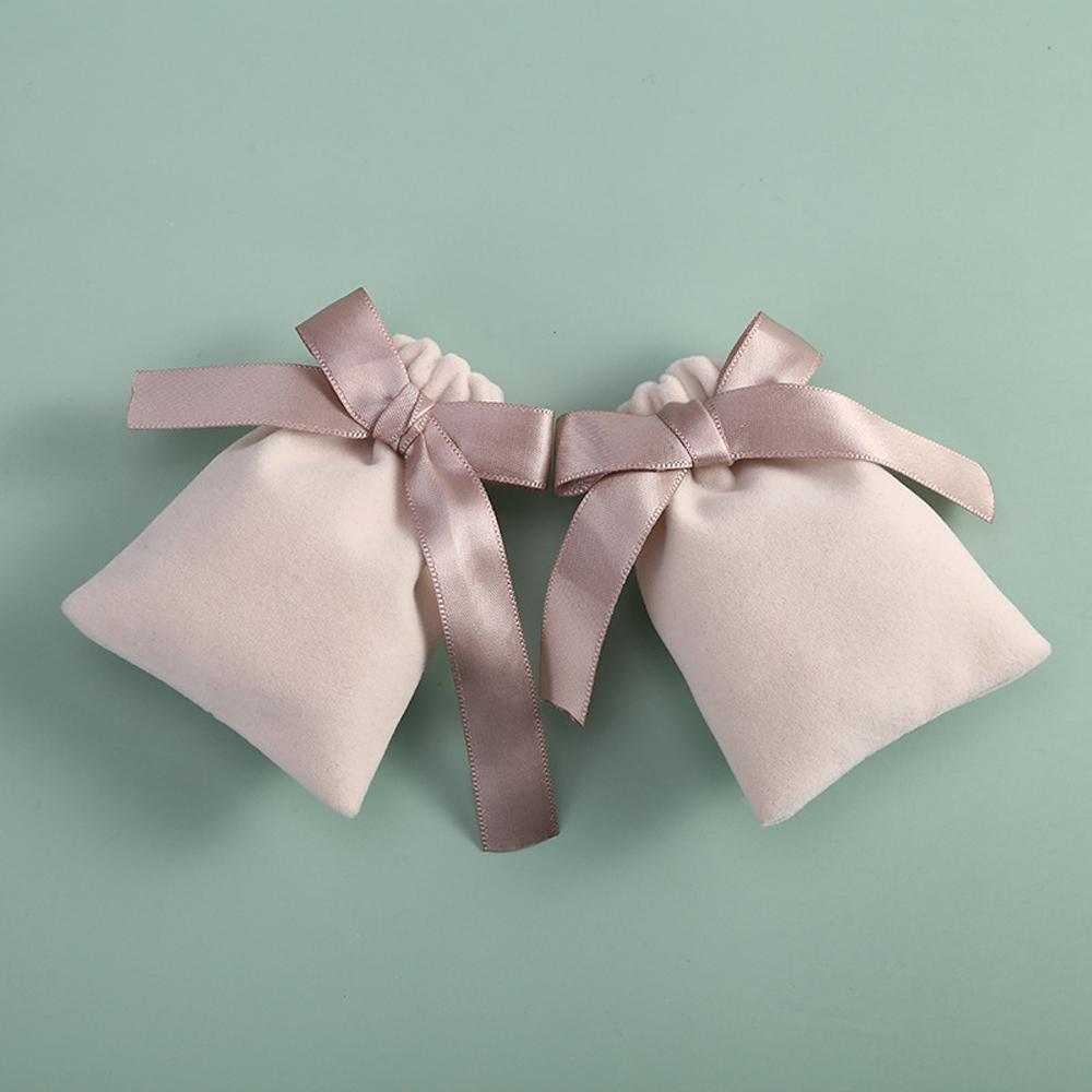 Wedding Drawstring Bow Necklace Pouches Gift Packaging Jewelry Bags Velvet Pouch Packaging Bags