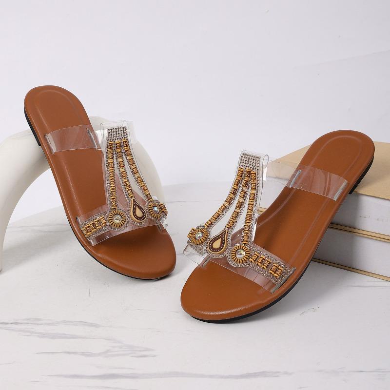 

Новые модные сандалии со стразами для женщин, популярные в интернете, шлепанцы с вырезом для пальцев, сандалии с открытыми пальцами 36 коричневый