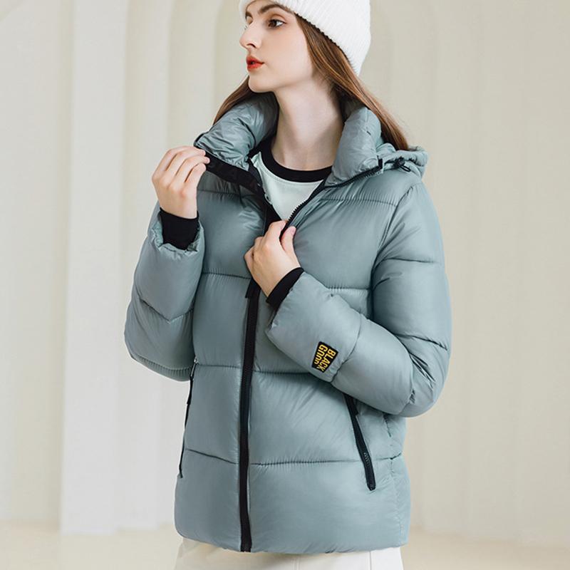 Kvinners vinter ensfarge varm bomull-polstret jakke stropp brød polstret frakk