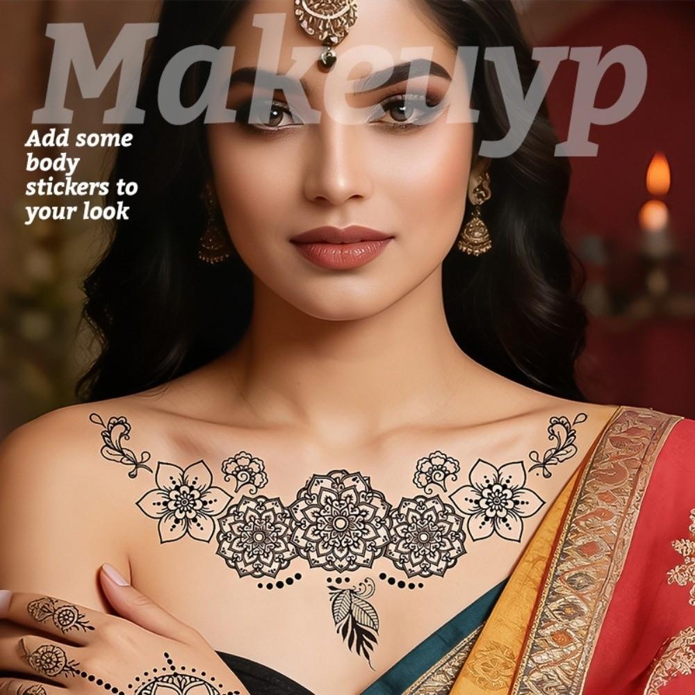 India Mehndi Flower Henna Temporary Tattoo Fake Body Art Sticker  Women/Lady/Girl