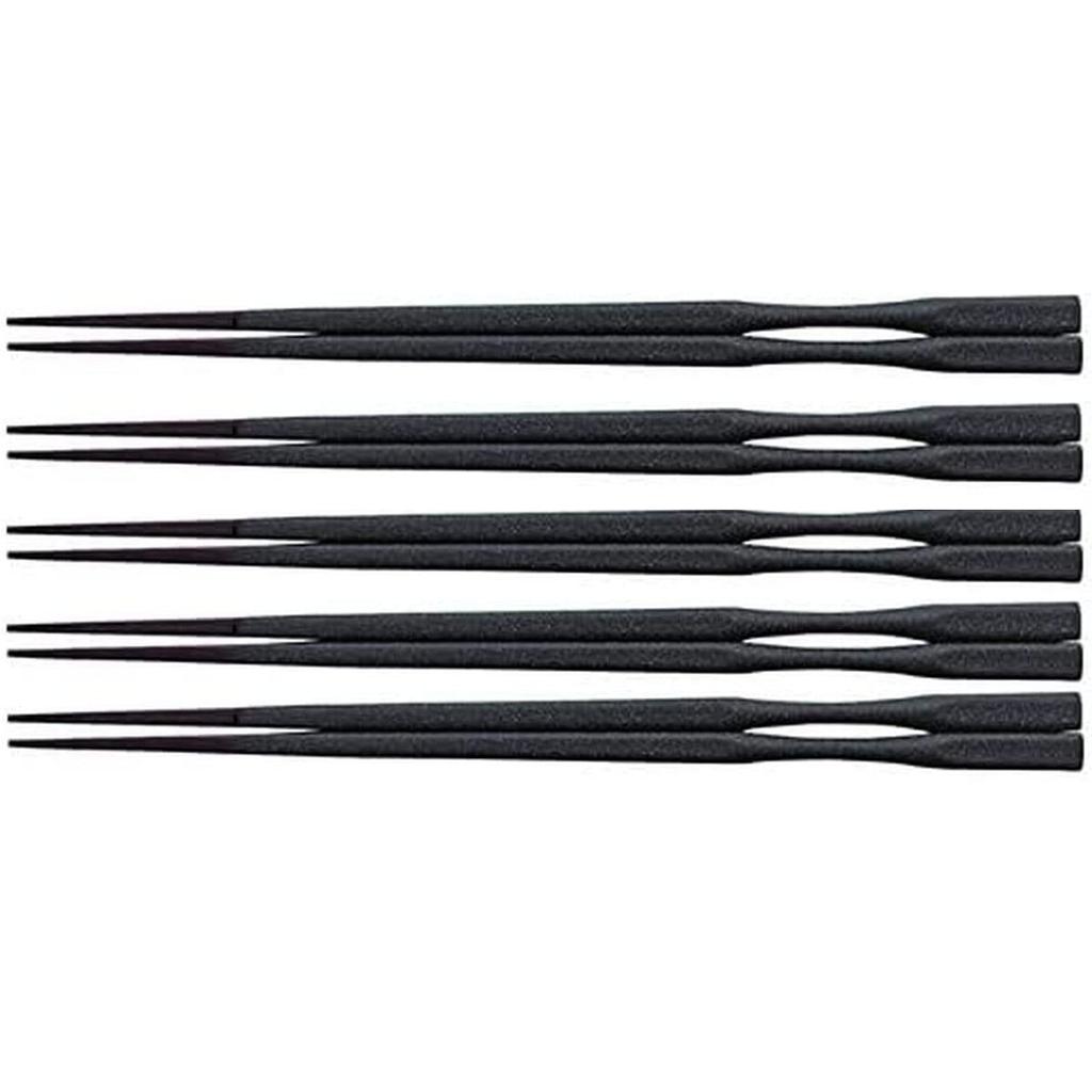 Set of Takushima Gray Dry Made In Japan J-kitchens Chopsticks, 5, 22.5cm Pestle-Shaped Chopsticks, Lacquer,