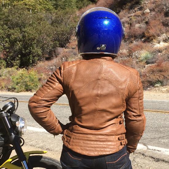 NOORA Womens Tan Brown Leather Motorcycle Biker Quilted Jacket With Zipper & Pocket | Snap On Collar |