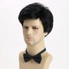 Men Short Wave Synthetic Wigs with Bangs Layered Black Hair Daily Party Cosplay Wig Heat Resistant Fibre