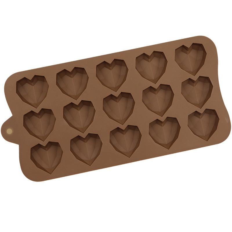 DIY Silicone Chocolate Mold 15 Cavity Diamond Heart Cake Accessories Molds Kitchen Ice Cubes Biscuit Pastry Manual Baking Mould