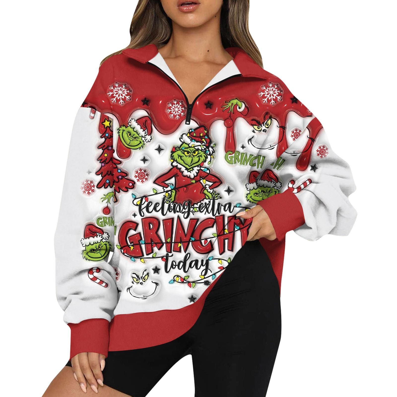 

Женская мода повседневная толстовка с длинным рукавом и принтом на молнии с высоким воротом и заниженными плечами XL красный