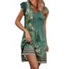 Womens Summer Dress Ruffle Sleeve V Neck Short Dresses Fashion Casual Flowy A Line Swing Sundress With Pocket