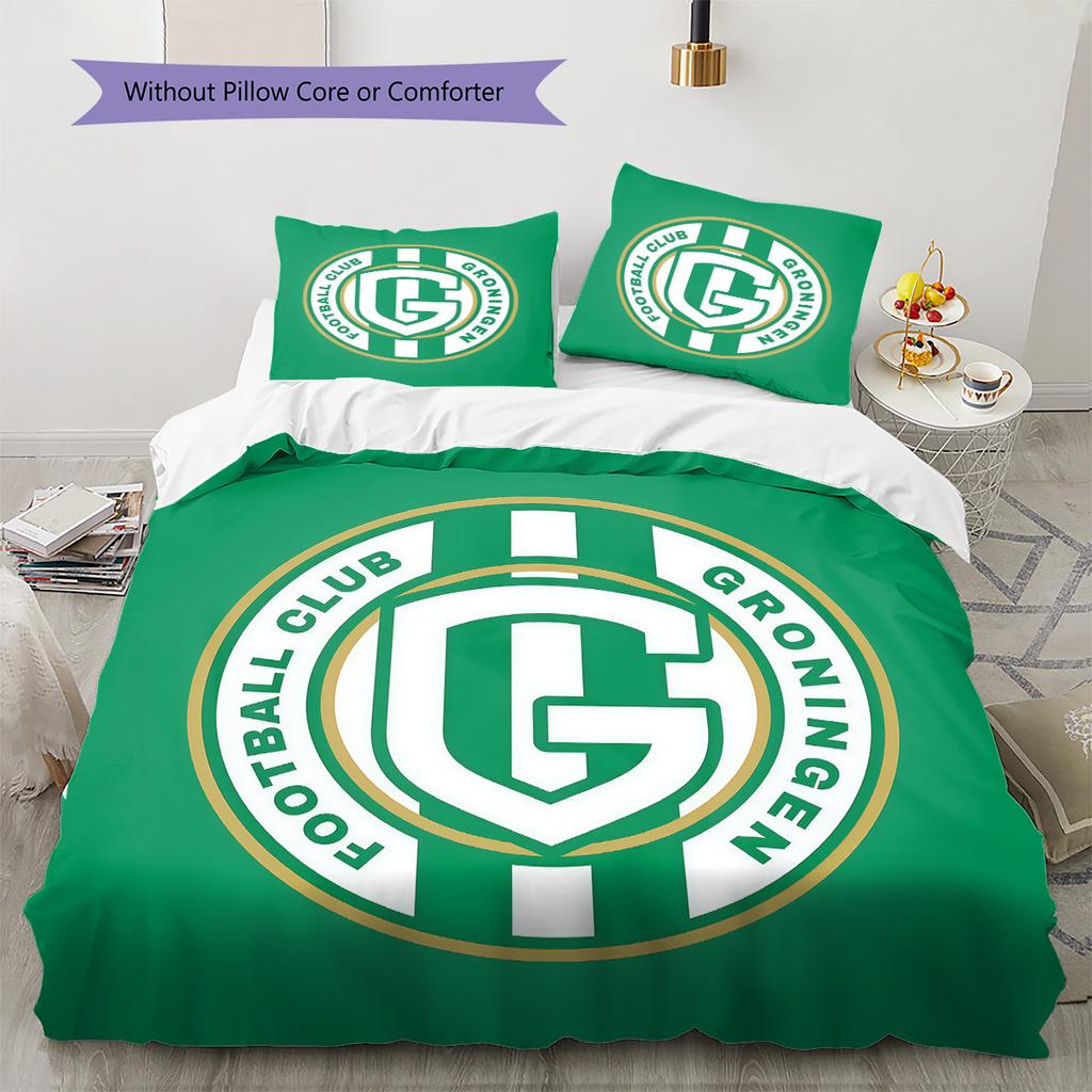 FC Groningen Pattern Bedding Quilt Set Quilt Cover Pillowcase Home Decoration Birthday Gift (1 * Duvet Cover + 2 * Pillowcase, Without Core)