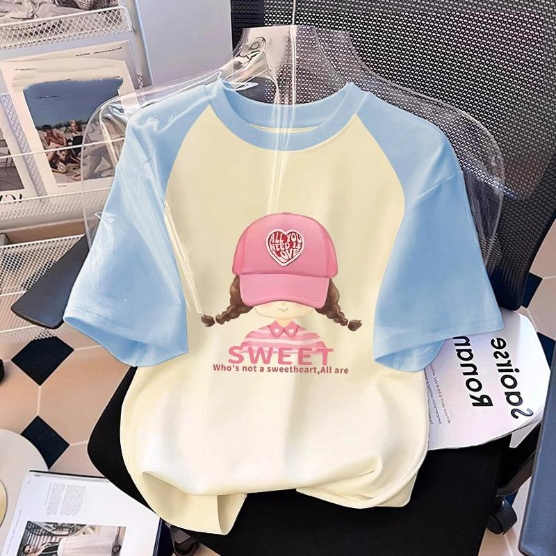 Cartoon Kinderen Volwassenen Bedrukt T-shirt Zomer Dames Mode Korte Mouwen T-shirt Top Meisje Pullover Kleding