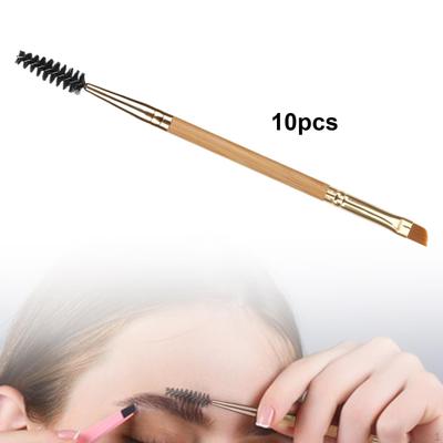 10Pcs Double Side Eyebrow Comb Eyelashes Brushes Grooming and Blending Brow Eyeshadow Powder Brush