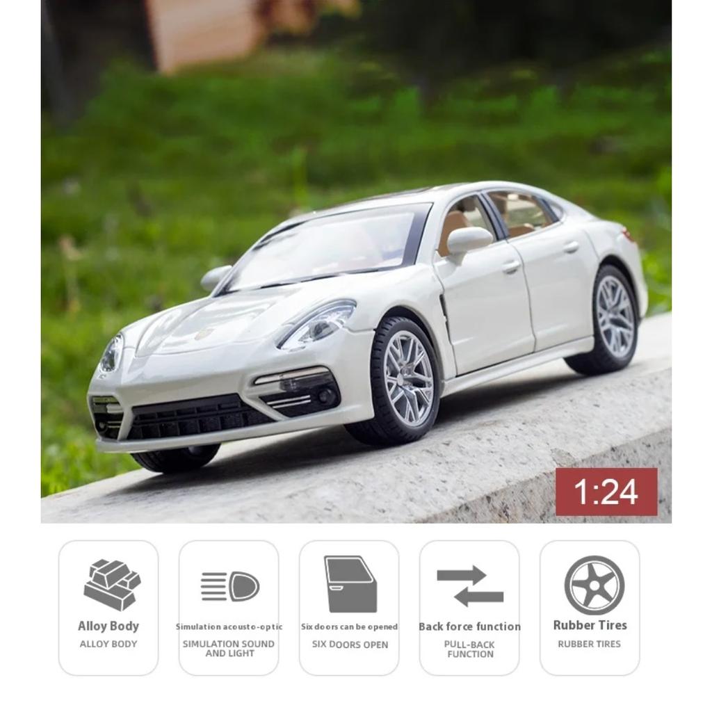 1/24 Porsche Panamera Metal Die-cast Sports Car Model Simulation Sound and Light Sedan Model Can Collect Ornaments for Boys Birthday Gifts