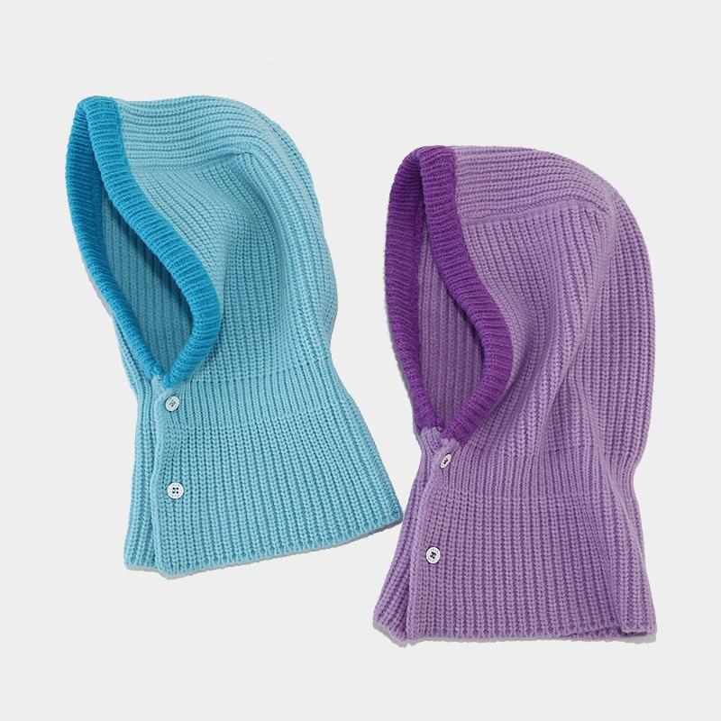 Balaclava Hat Women's Autumn and Winter Purple Neck Hat Scarf Yixiu Pullover Hat Fashion Warm Neck Hat