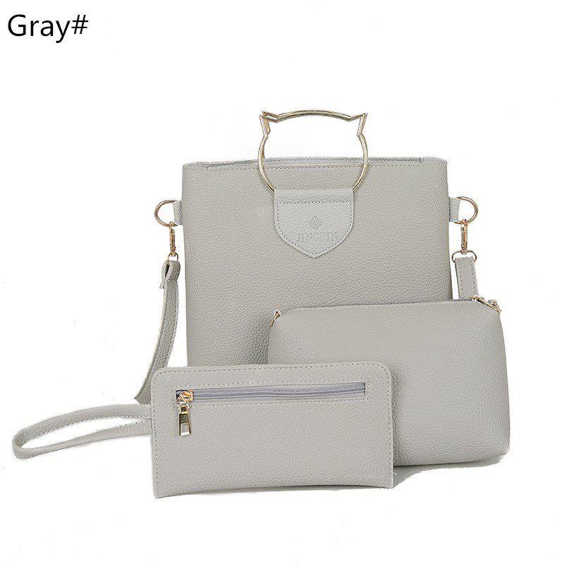 

Корейская креативная европейская и американская простая кошачья железная сумочка набор из трех предметов мягкий полиуретановый материал серый