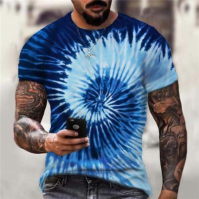 Men's Graphic Tie Dye Spiral Stripe T Shirt Short Sleeve T Shirt 3D Print Crew Neck Shirt Sports Designer Classic