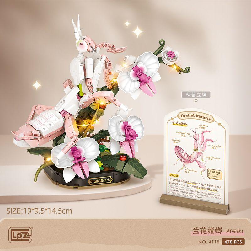 Loz Lighted Insect Set Building Blocks Flowers Diy Decoration Blocks 2025 New Creative Flower Clusters Room Decoration Gifts