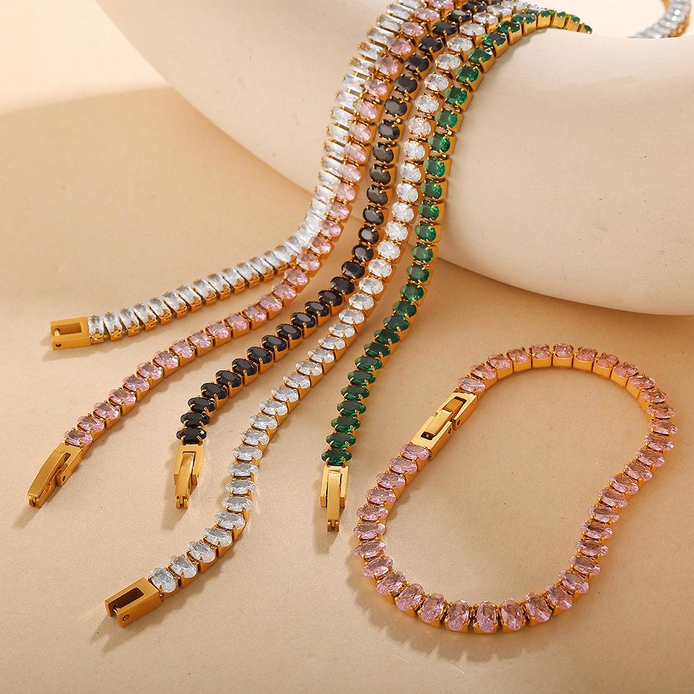 European and American Zircon Inlaid Necklace Bracelet Light Luxury Fashion Multi-color Full Diamond Jewelry 2026