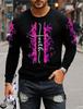 3D Printed Flame Scratch Pattern 3D Printed Autumn Men's Crew Neck T-Shirt Casual Long Sleeve Oversized Pullover Fashion Tops