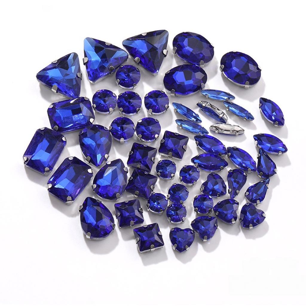 Factory Hot Sale Rhinestones Popular Colors Mix Shapes Sew On Rhinestones Claw Glass Rhinestones for Wedding Dress