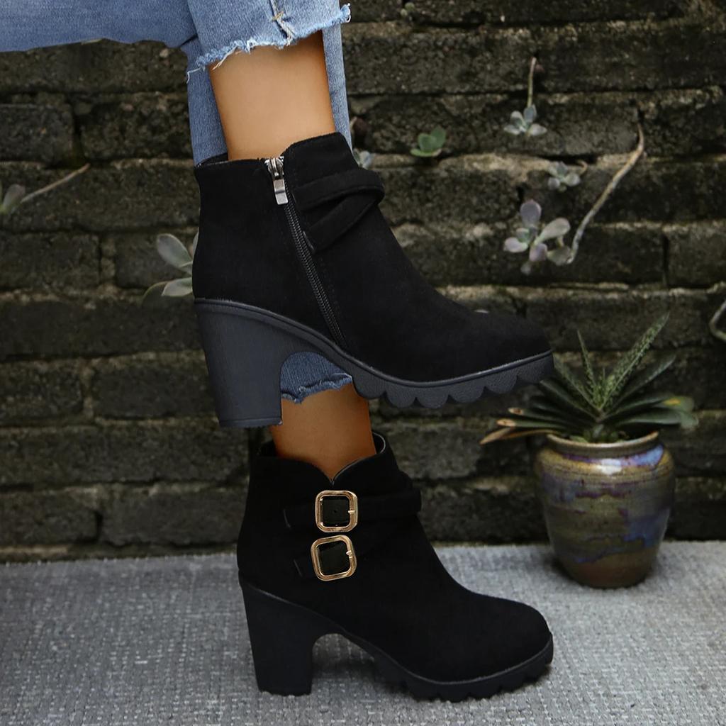 Damen Outdoor Bequeme Stiefeletten Sexy Mode Plateau Stiefel Schuhe Mode Dicke Hohe Absätze Stiefel