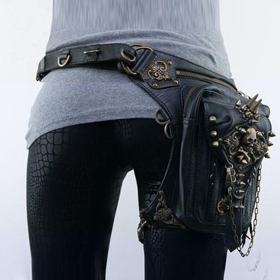 Steampunk Retro Motorcycle Bag, Personalized Rivet One-shoulder Crossbody Bag for Women, Mobile Phone Waist Bag