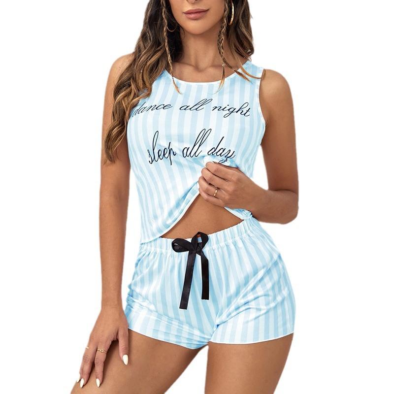 European and American Sex Pajamas Summer New Women's Print Vest Shorts Women's Loungewear Pajamas