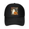 Cute Halloween Ghost Pumpkin Plaid Autumn Leaves Illustration  Mesh Baseball Cap Hip Hop