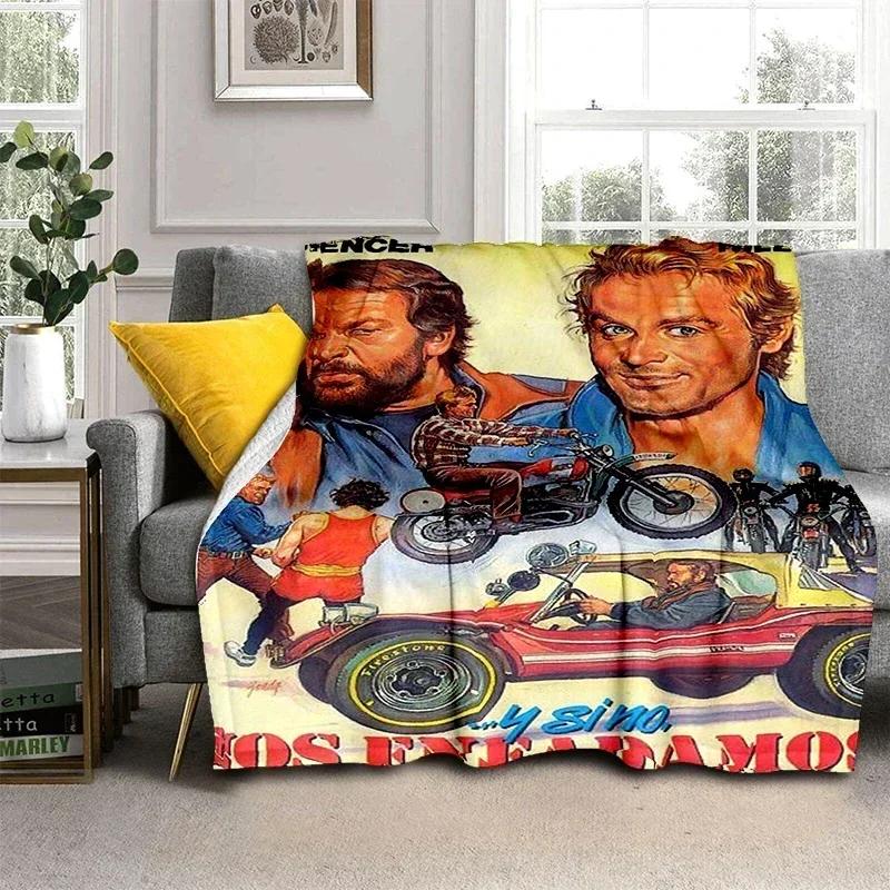Bud Spencer Terence Hill Wohndecke für Sofa Wandern Picknick Super Weiche Steppdecke Mode Bett Thermoflanell Geburtstagsgeschenk