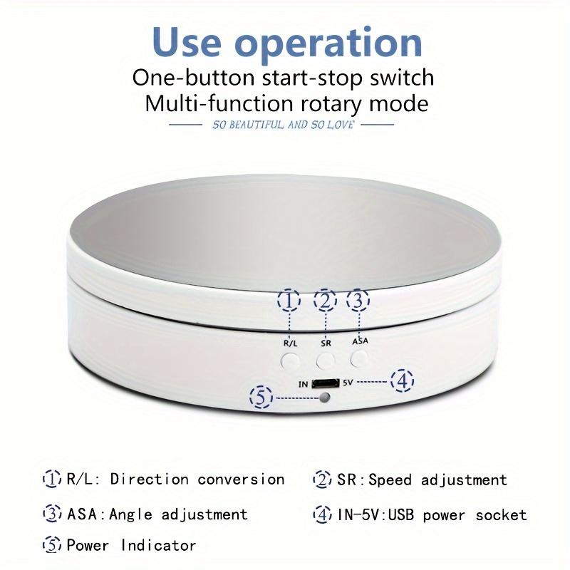 3 Speed Electric Rotating Display Stand for Photography: Black, 5.4 inches, USB Power, 5V Voltage