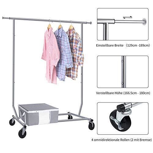 Portant à vêtements - camabel - longueur extensible 130-190cm - métal chromé - charge max 136kg