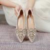 Wedding Shoes Can Be Worn In Daily Life. New Women's Shoes In Large Sizes 41-43 Lace Pearl Gentle Scoop Shoes