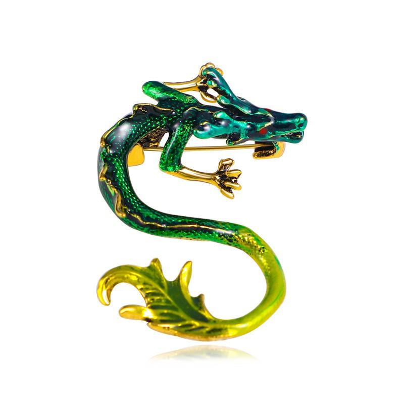 Retro Drip Oil Cartoon Dragon Brooch - Men's Suit Pin Accessory