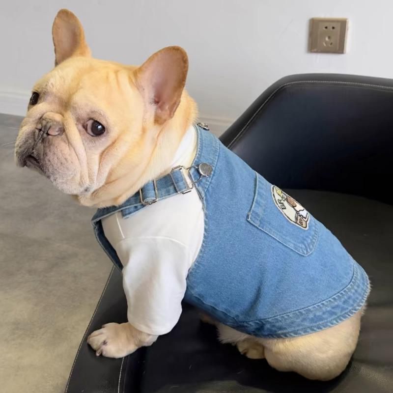 

Французский Толстый Пес Осенний Джинсовый Комбинезон, Маленький и Средний Babago Одежда, Комбинезон-Юбка для Бульдога Шиба-ину Корги L chest 56 back 32 about 10.5 kg