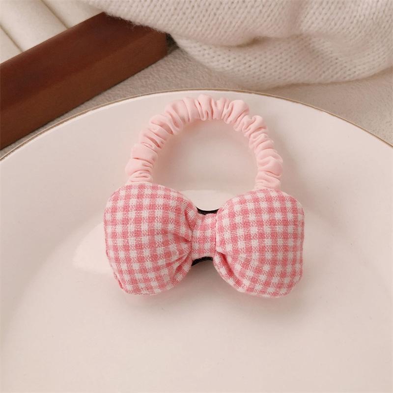 Fabric Plaid Bow Children Hair Scrunchies Sponge Cloth Sweet Bownot Hairbands Korean Princess Girls Kids Elastic Rubber Bands