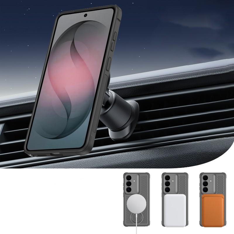 360°Rotating Metal Car Holder Ring Soft TPU + Hard PC Heat Dissipation For MagSafe Phone Case For Samsung S26 Ultra S26 S26 Plus