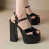 Pink Women's Sandals Shoes Summer 2025 Platform Block High Heels Ankle Strap Black Dance Wedding Shoes Ladies Big Size Flip Flop