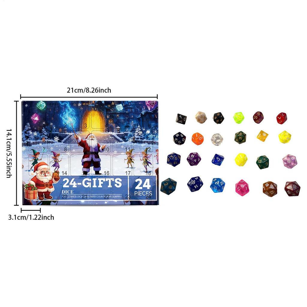 Christmas Advent Dice Calendar Assorted Embossed Table Game Dice Set Countdown Calendar For Christmas For Family Men Teens