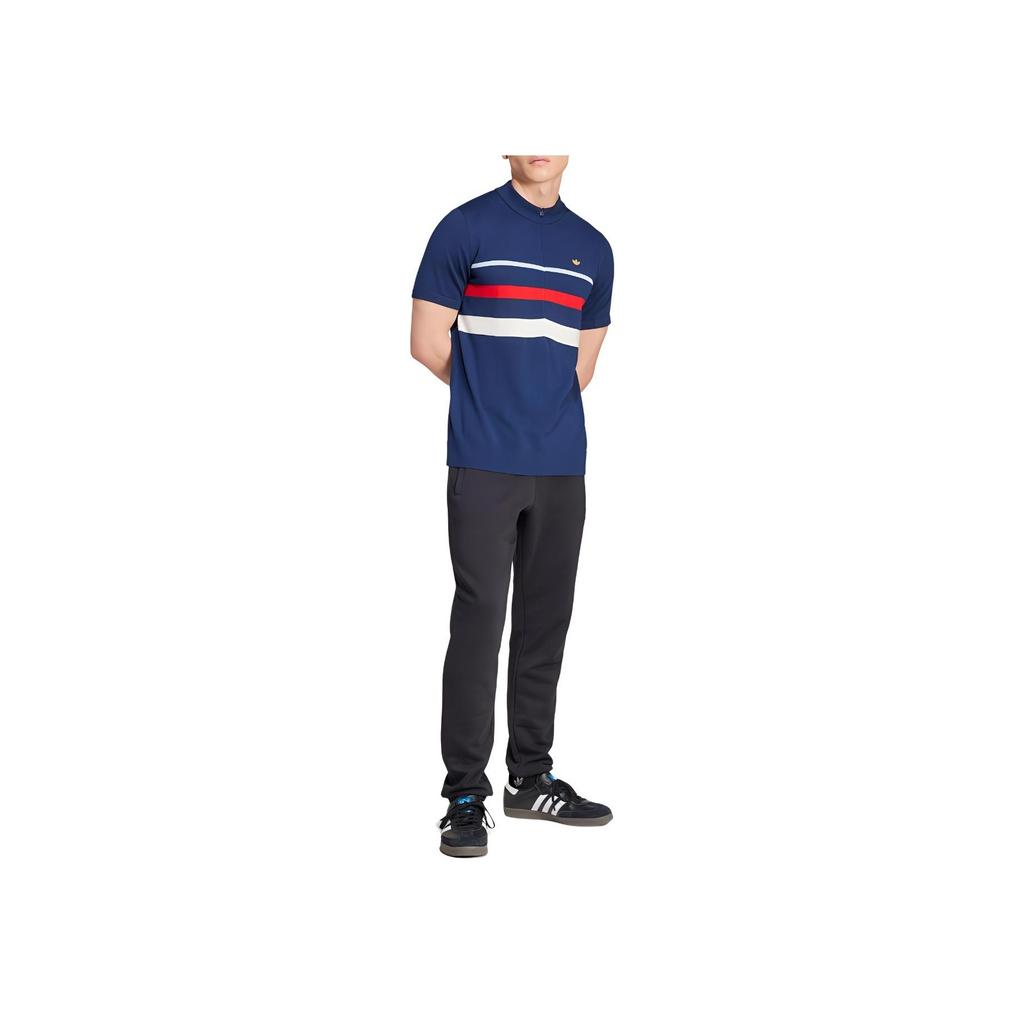adidas Premium Long-Sleeve Top Comfortable Striped Color Block Shirt Men Tops Deep-Indigo IZ3183