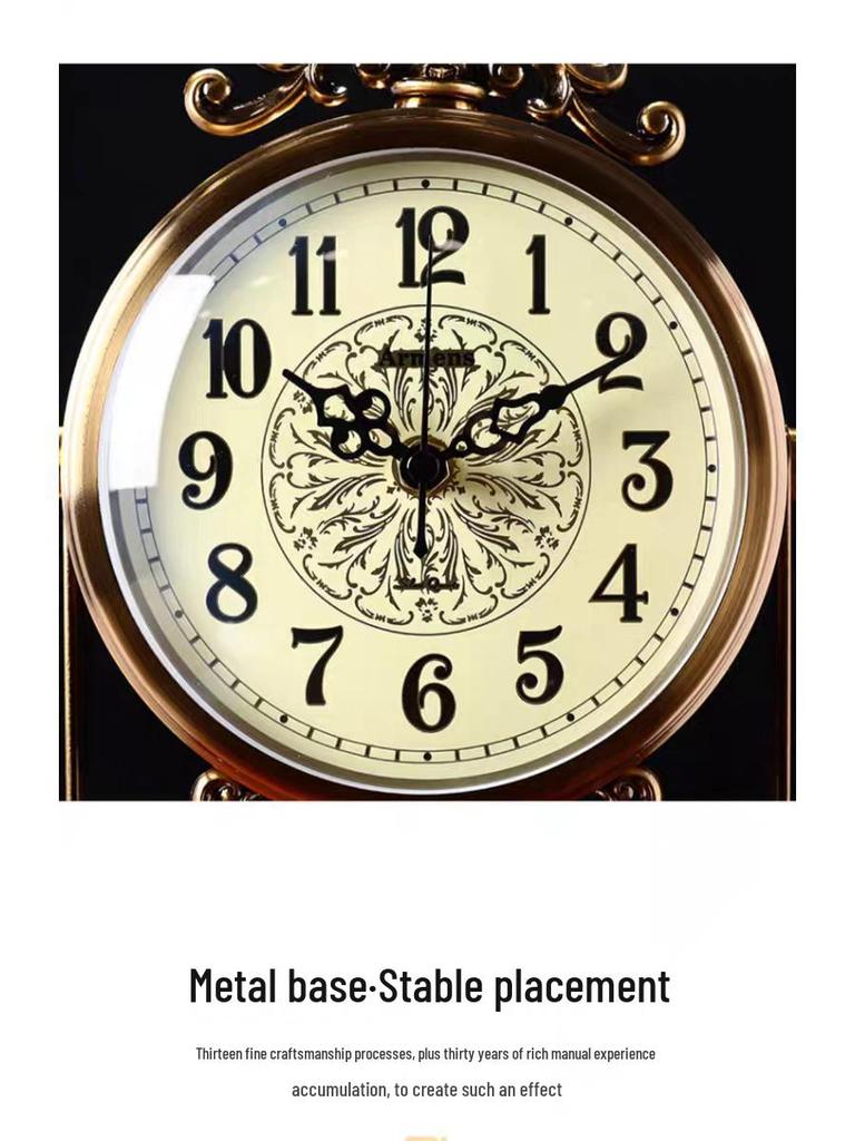 Grand Style European Retro Table Clock - 2026 New American-Style Desktop Pendulum Clock for Living Rooms