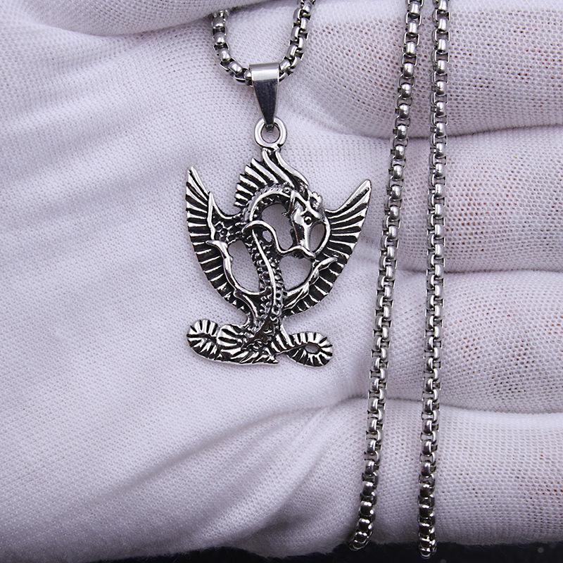 Accessories Titanium Steel Animal Dragon Pendant Personalized Retro Trendy Man Myth Feilong Stainless Steel Necklace