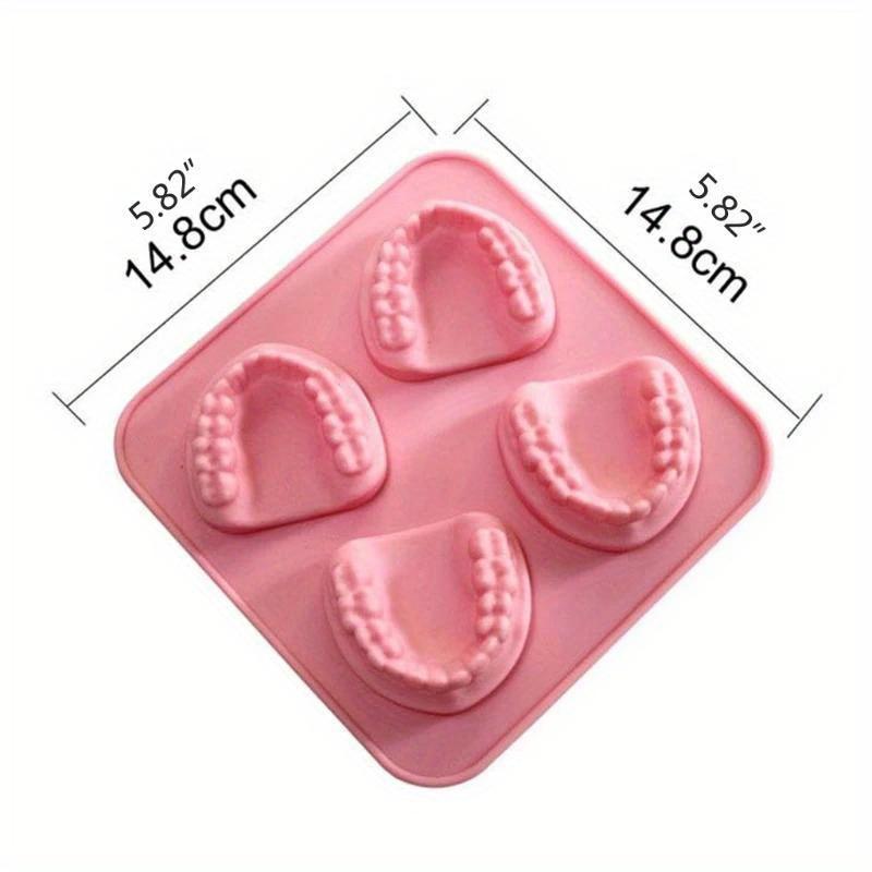 4-Loch-Eiswürfelform in Form von Prothesenzähnen, Silikon-Eiswürfelform, DIY-Eisform, lustiges Gag-Geschenk für Zahnarzt, Senioren, Vatertag