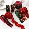 DIY Goldstempel Samtband Gewebte Kränze Grünes Rotes Band Weihnachtsbaumschmuck