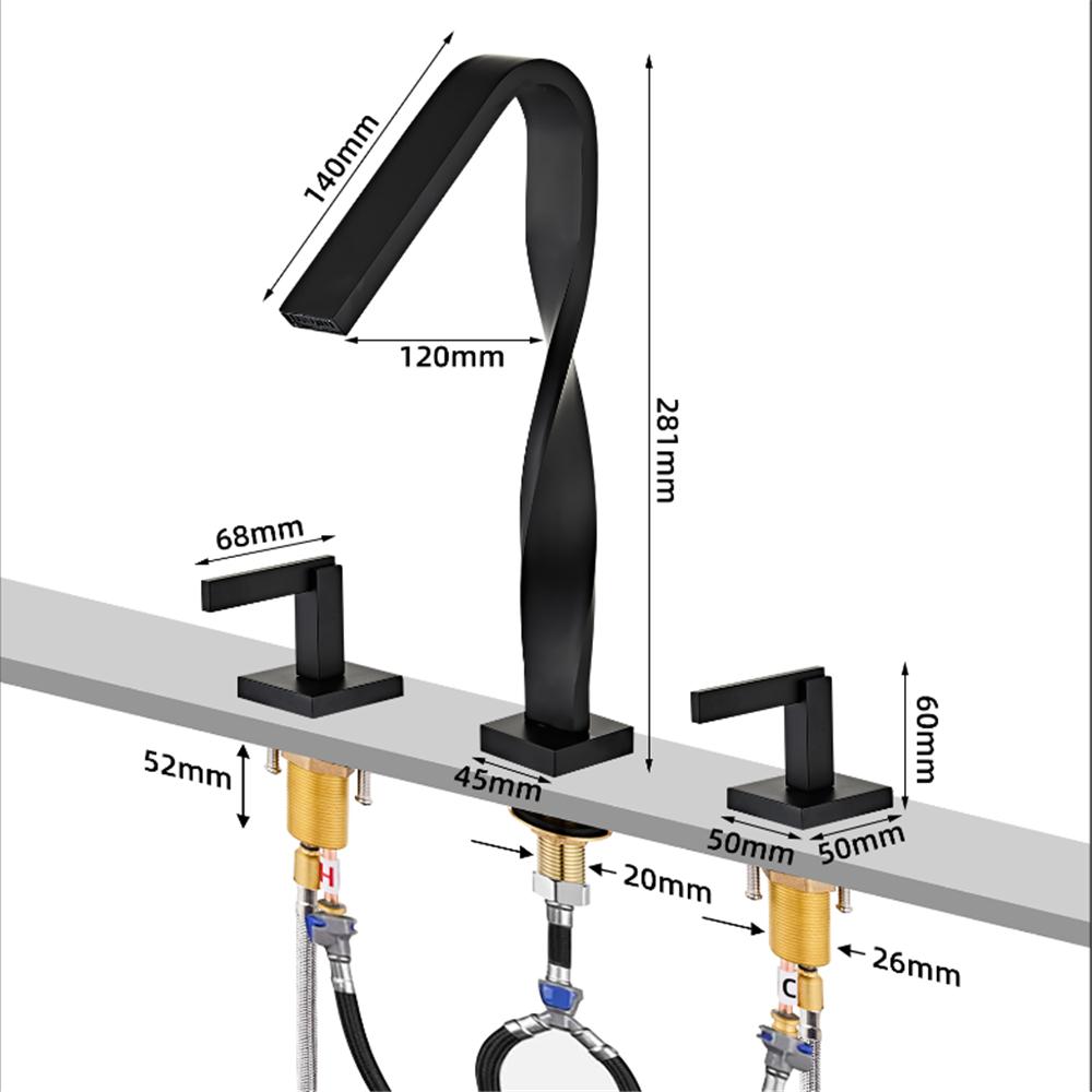Brushed Gold Bathroom Faucet Gold Basin Sink Faucet Mixer Tap Widespread Black Wash basin Faucet 3 Hole Chrome Lavotory Faucet