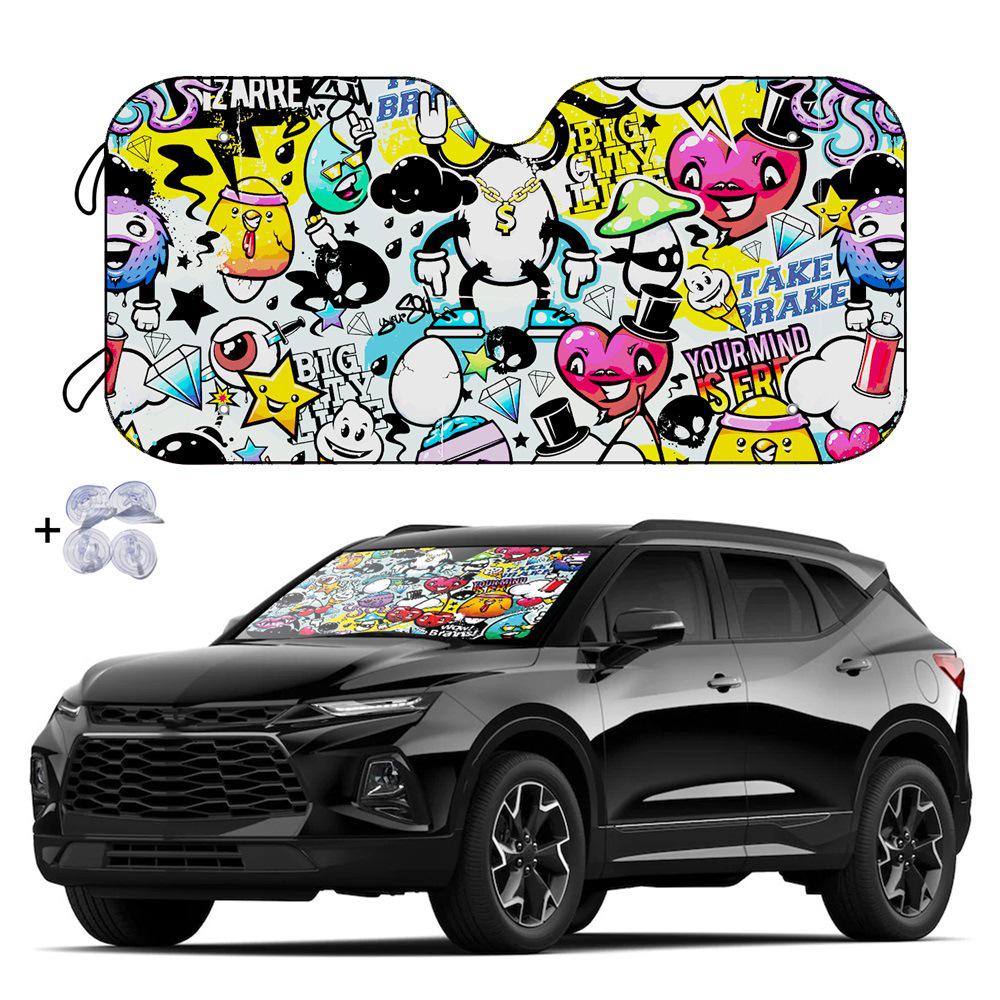 Universal Front Windshield Aluminum Foil Sunshade - Easy Installation & Storage