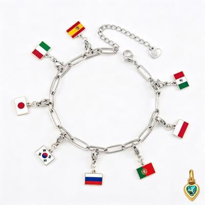 Silver Flag Pendant For Women Men DIY Making Flag Charm Bracelet Accessories Jewelry Neckalce