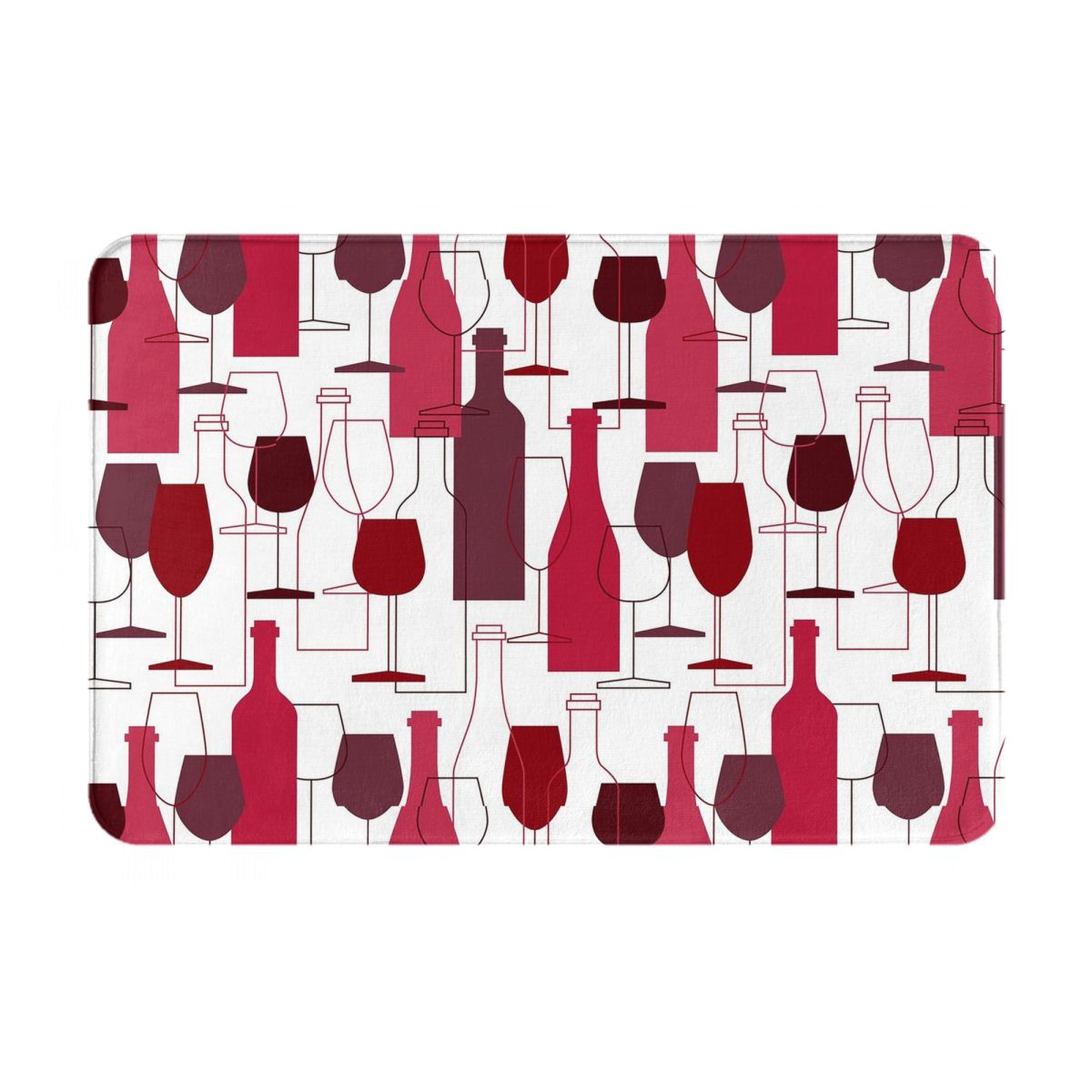 Rode Wijn Wijnglazen En Flessen Grijs Antislip Deurmat Vloermat Kussen Tapijt Vloerkleed voor Keuken Entree Slaapkamer Voetmat Matten 60x40 cm