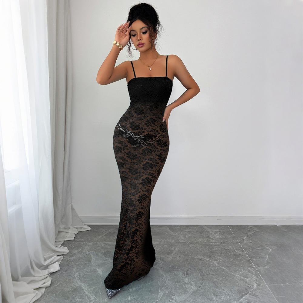 Elegant Style Suspender Hollow Skirt Dress Women's Clothing Autumn and Winter 2025
