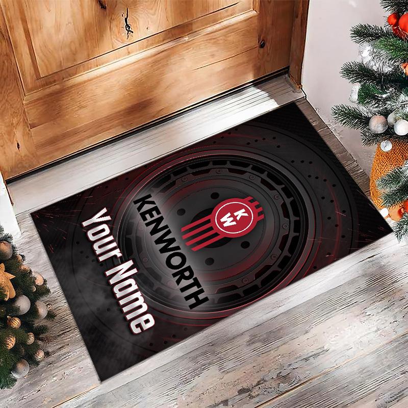 Kenworth Crystal Velvet Rug, Custom Name Text Personalized Non‑Slip Floor Mat for Home Decor Gift