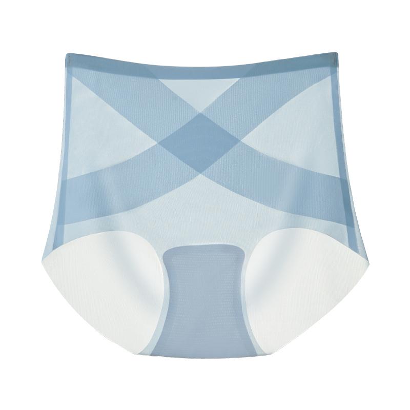 

Утягивающее нижнее белье с высокой талией, бесшовные женские трусики из ледяного шелка, женские трусики, бесследные трусы, корректирующее женское белье XXL синий