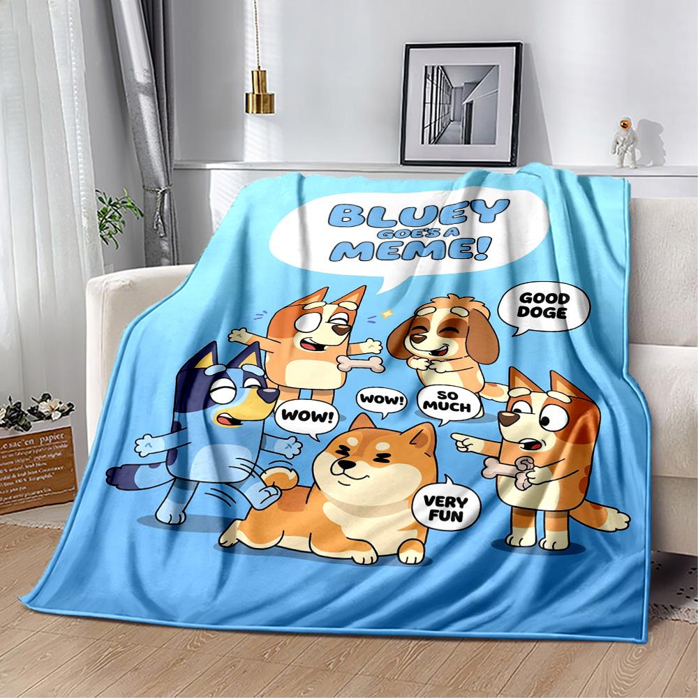 Blue Dog Adventure Blanket Soft Warm Cozy Perfect for Bedding Couch Bed Four Seasons Multipurpose Modern Style