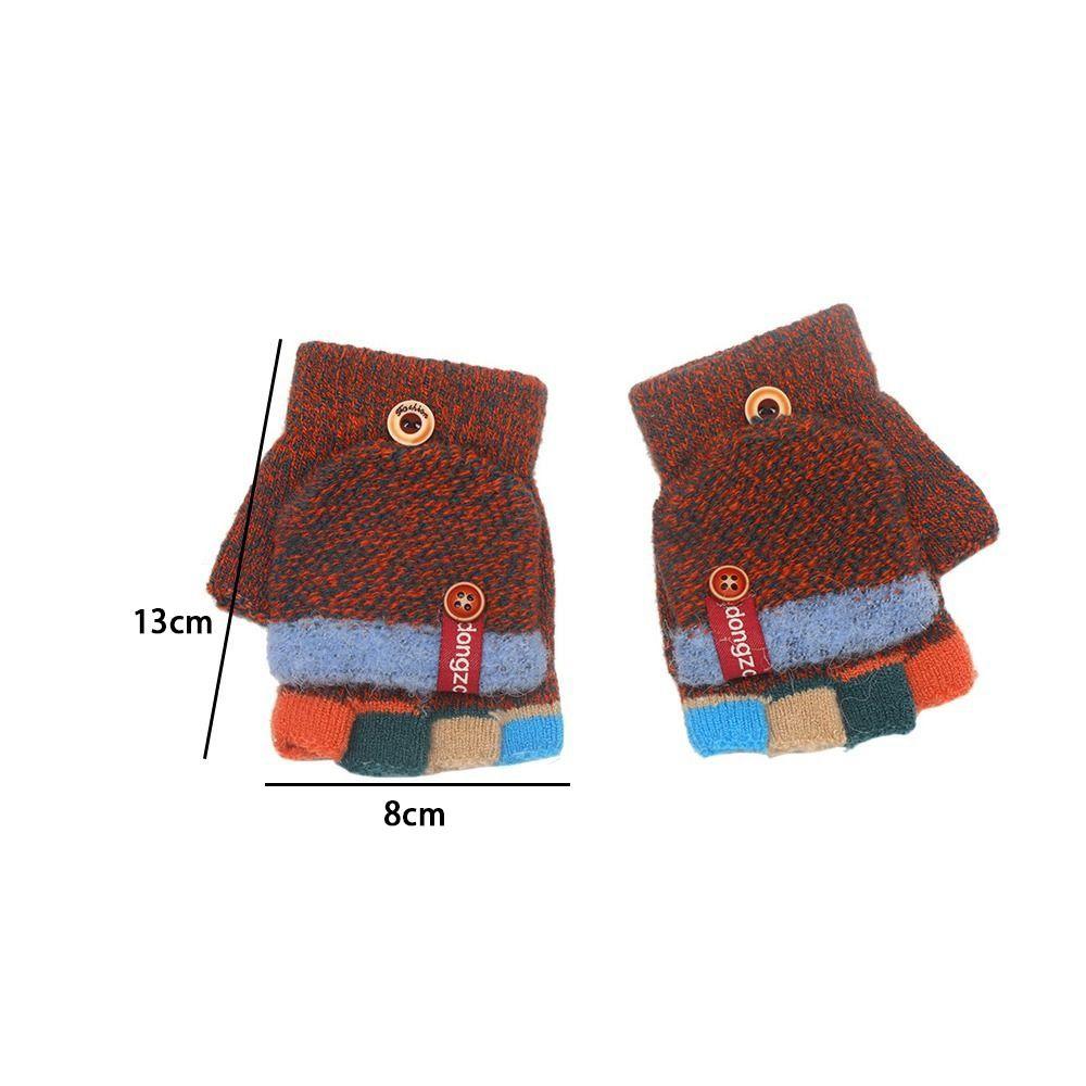 Autumn Winter Half Finger Flip Gloves Exposed Finger Mittens High Quality Warm Gloves  for Children