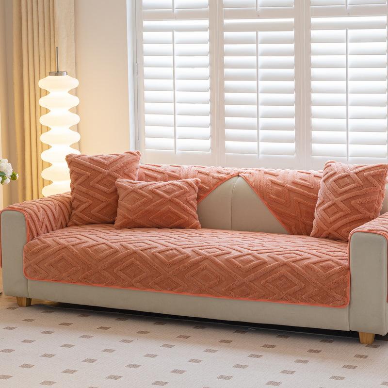 Winter Sofa Cushion Plush Simple Modern Seat Cushion Thickened Non-Slip Leather Sofa Cover Cover Cloth Backrest Towel